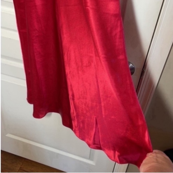 Vintage LA Intimates Nighty Maxi Red Satin Gown Made In USA Rare Party Holiday - Picture 6 of 16